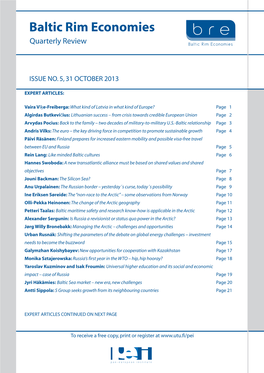 Baltic Rim Economies Quarterly Review