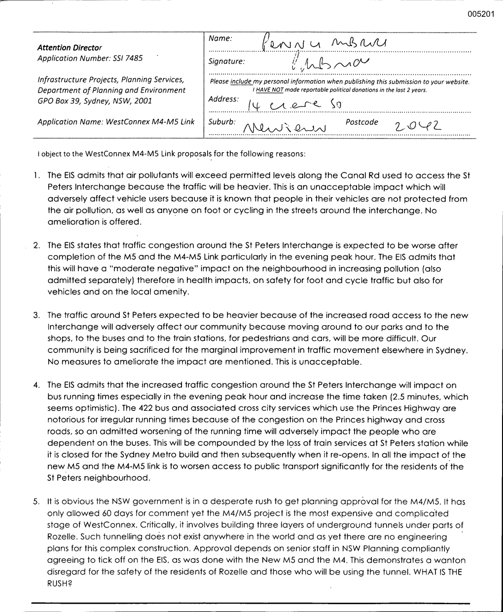 I Object to the Westconnex M4-M5 Link Proposals for the Following Reasons