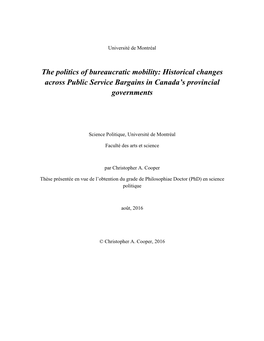 The Politics of Bureaucratic Mobility: Historical Changes Across Public Service Bargains in Canada’S Provincial Governments