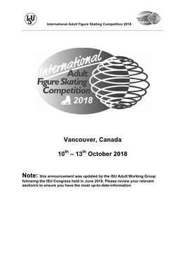 Vancouver, Canada 10 – 13 October 2018