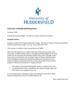 University of Huddersfield Repository