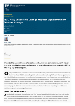 IRGC Navy Leadership Change May Not Signal Imminent Behavior Change | the Washington Institute