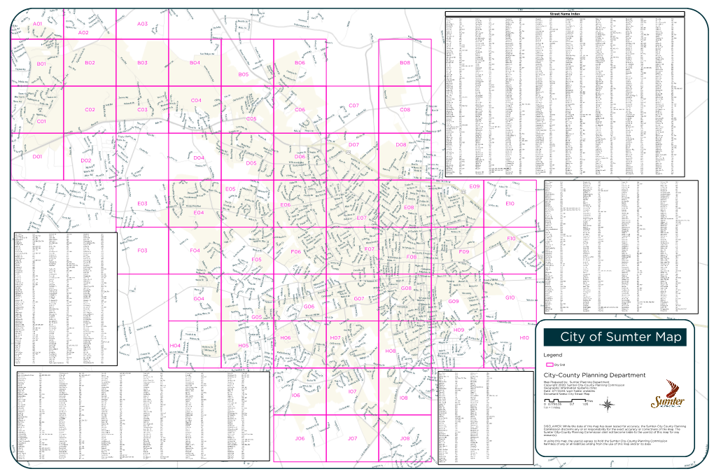 City of Sumter Map Orchard Pl a F08 Plainfield Ct H05 Richland Rd F04, F05, G04 D