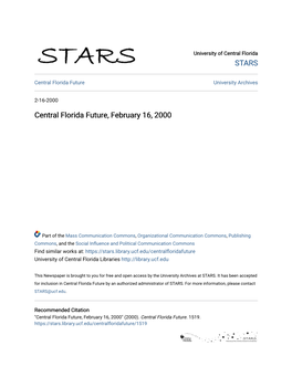 Central Florida Future, February 16, 2000