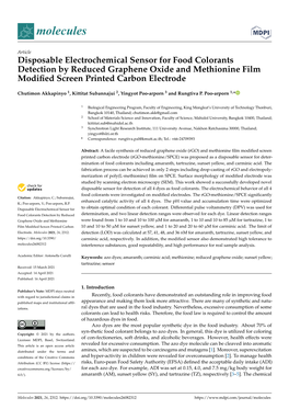 Disposable Electrochemical Sensor for Food Colorants Detection by Reduced Graphene Oxide and Methionine Film Modiﬁed Screen Printed Carbon Electrode