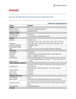 NV5208E Technical Specification