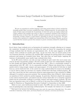 Successor Large Cardinals in Symmetric Extensions∗