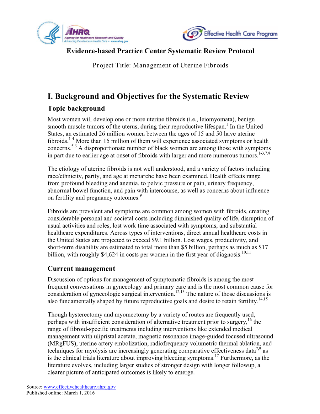 I. Background and Objectives for the Systematic Review