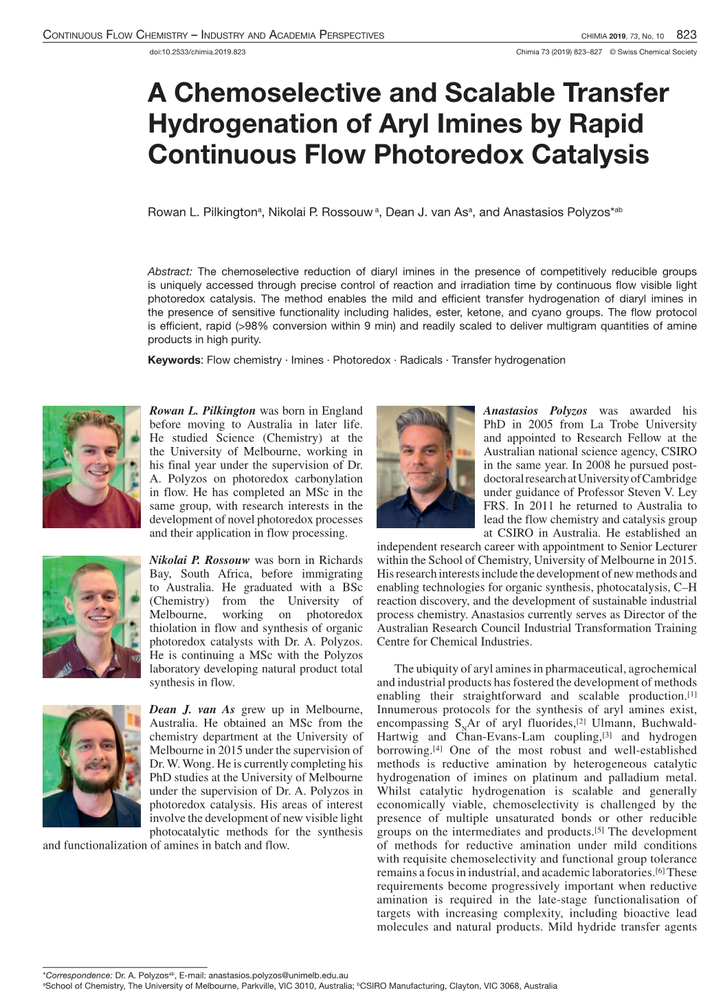 A Chemoselective and Scalable Transfer Hydrogenation of Aryl Imines by Rapid Continuous Flow Photoredox Catalysis