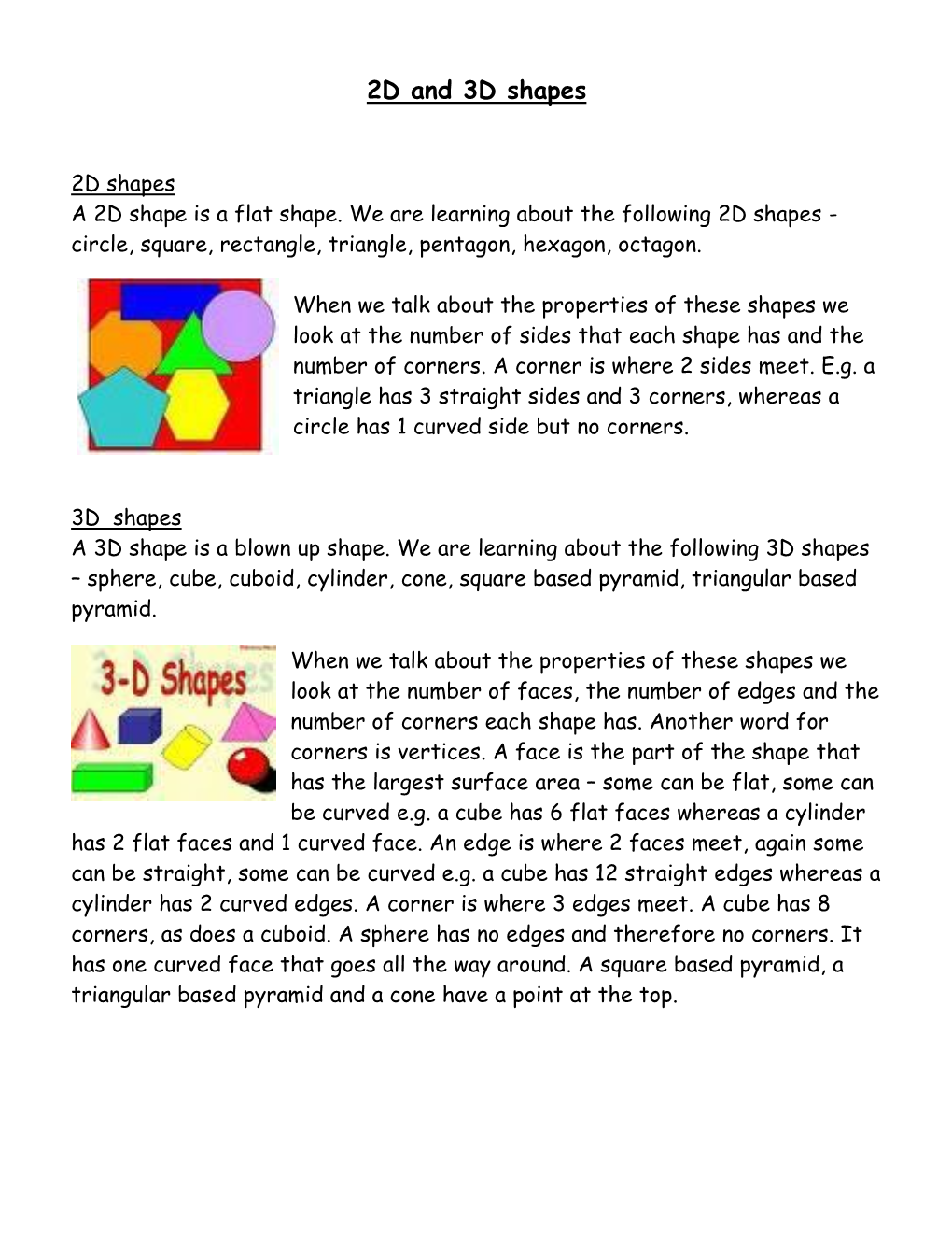 2D and 3D Shapes