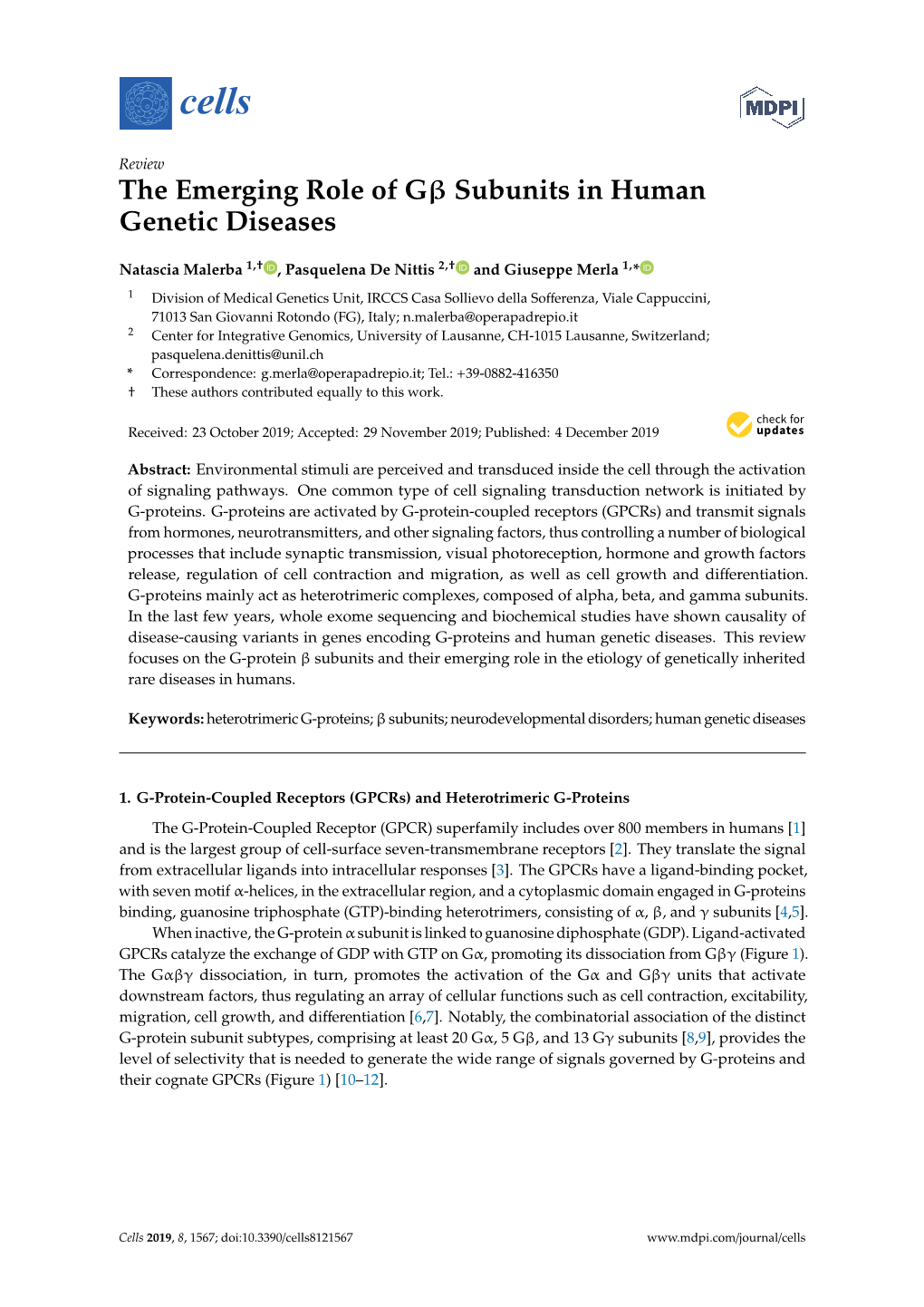 The Emerging Role of Gβ Subunits in Human Genetic Diseases