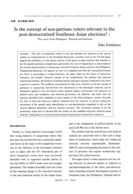 Is the Concept of Non-Partisan Voters Relevant to the Post-Democratized Southeast Asian Elections? 77