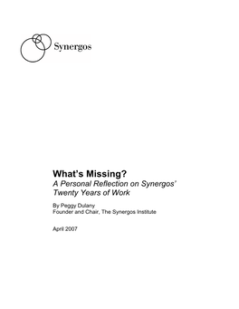 A Personal Reflection on Synergos' Twenty Years of Work