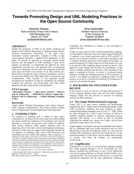 Towards Promoting Design and UML Modeling Practices in the Open Source Community