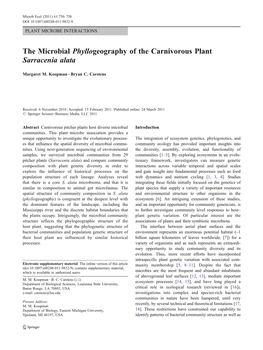 The Microbial Phyllogeography of the Carnivorous Plant Sarracenia Alata