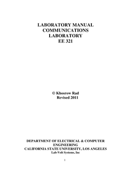 Laboratory Manual Communications Laboratory Ee 321