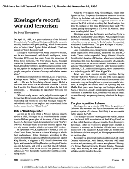 Kissinger's Record: War and Terrorism