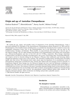 Origin and Age of Australian Chenopodiaceae