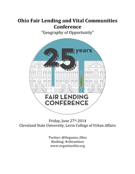 Ohio Fair Lending and Vital Communities Conference “Geography of Opportunity”