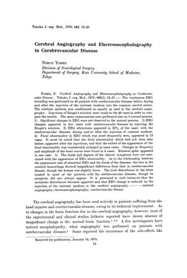 Tohoku J. Exp. Med., 1970, 102, 13-21 Cerebral Angiography And