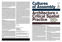 Cultures of Assembly