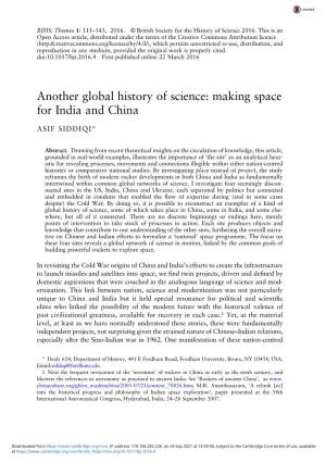 Another Global History of Science: Making Space for India and China
