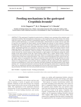 Feeding Mechanisms in the Gastropod Crepidula Fecunda*