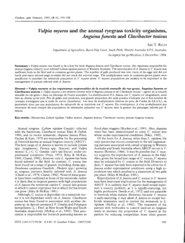 Vulpia Myuros and the Annual Ryegrass Toxicity Organisms, Anguina Funesta and Clavibacter Toxicus
