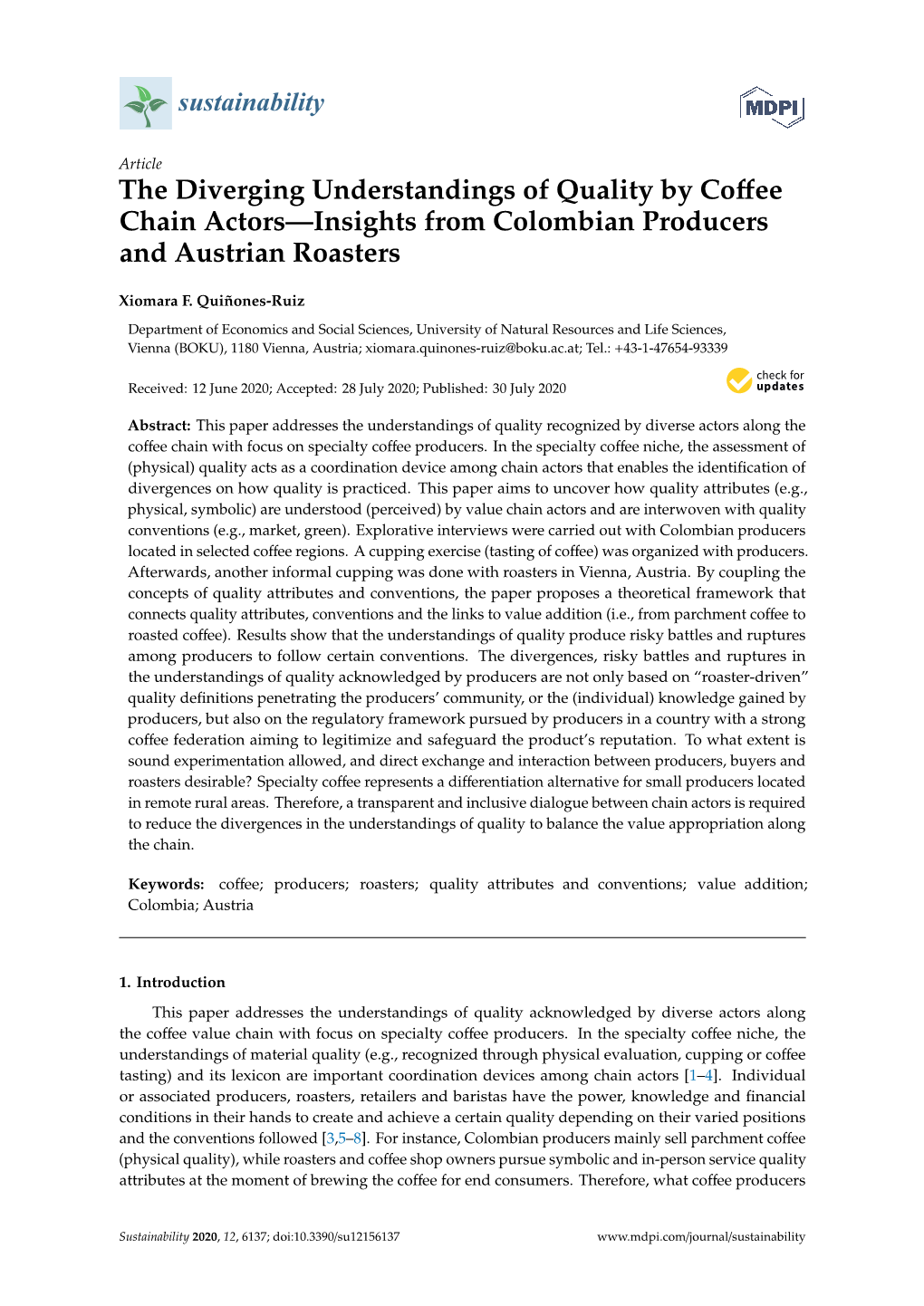 The Diverging Understandings of Quality by Coffee Chain Actors