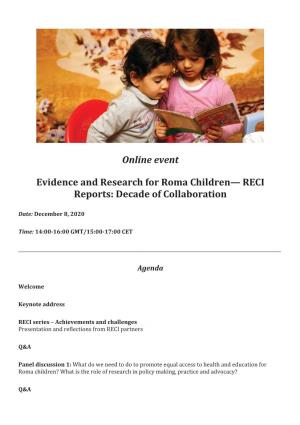Online Event Evidence and Research for Roma Children— RECI