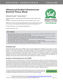 Ultrasound-Guided Infraclavicular Brachial Plexus Block