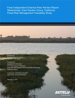 Final Independent External Peer Review Report Westminster, East Garden Grove, California, Flood Risk Management Feasibility Study