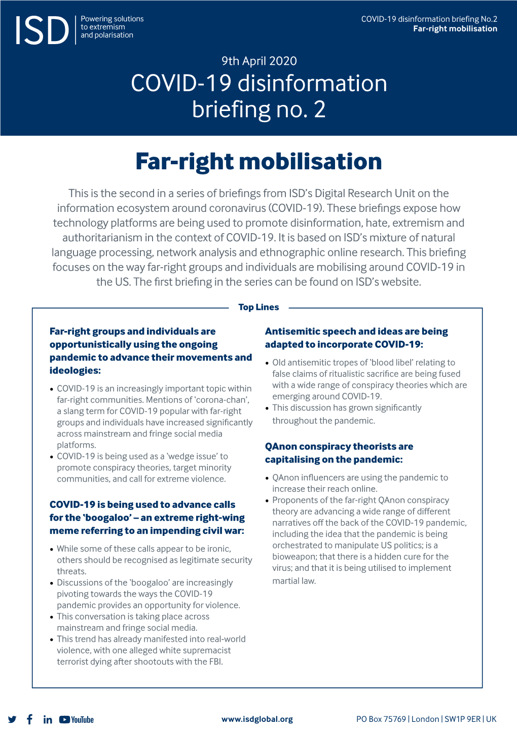 COVID-19 Disinformation Briefing No. 2 Far-Right Mobilisation