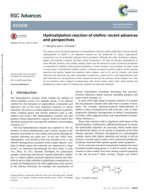 Hydrosilylation Reaction of Olefins