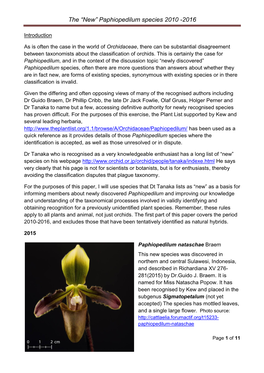 Paphiopedilum Species 2010 -2016