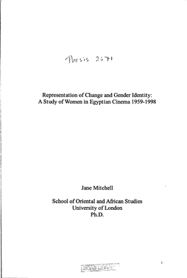 Representation of Change and Gender Identity: a Study of Women in Egyptian Cinema 1959-1998