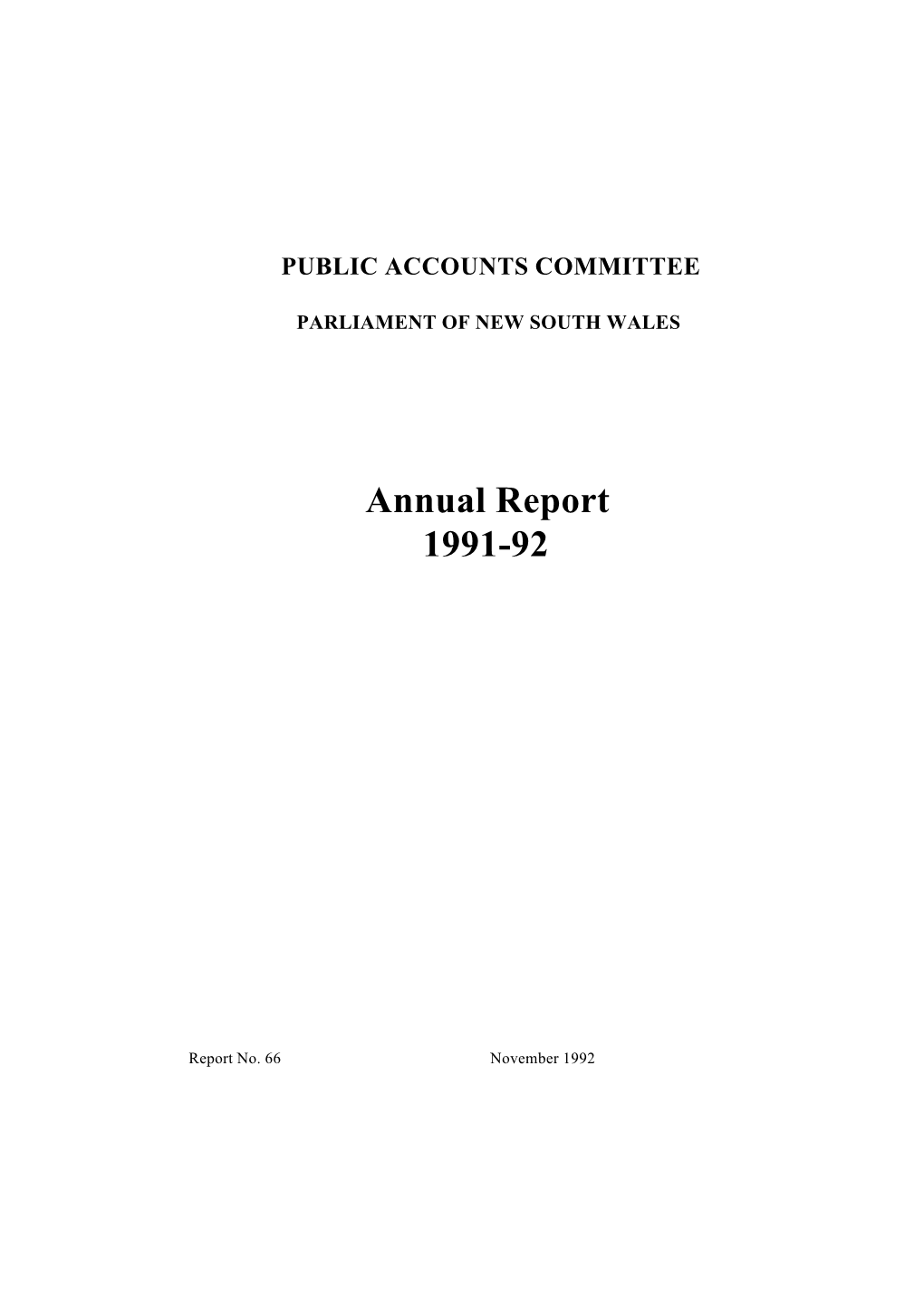 Annual Report for the Year Ended 30 June 1992