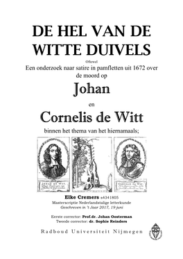DE HEL VAN DE WITTE DUIVELS Johan Cornelis De Witt
