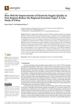 How Will the Improvements of Electricity Supply Quality in Poor Regions Reduce the Regional Economic Gaps? a Case Study of China