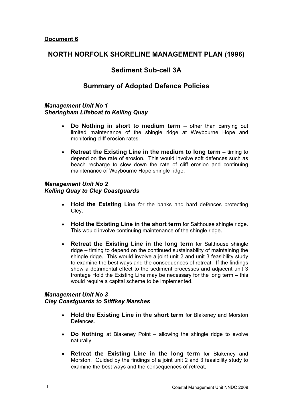 North Norfolk Shoreline Management Plan (1996)