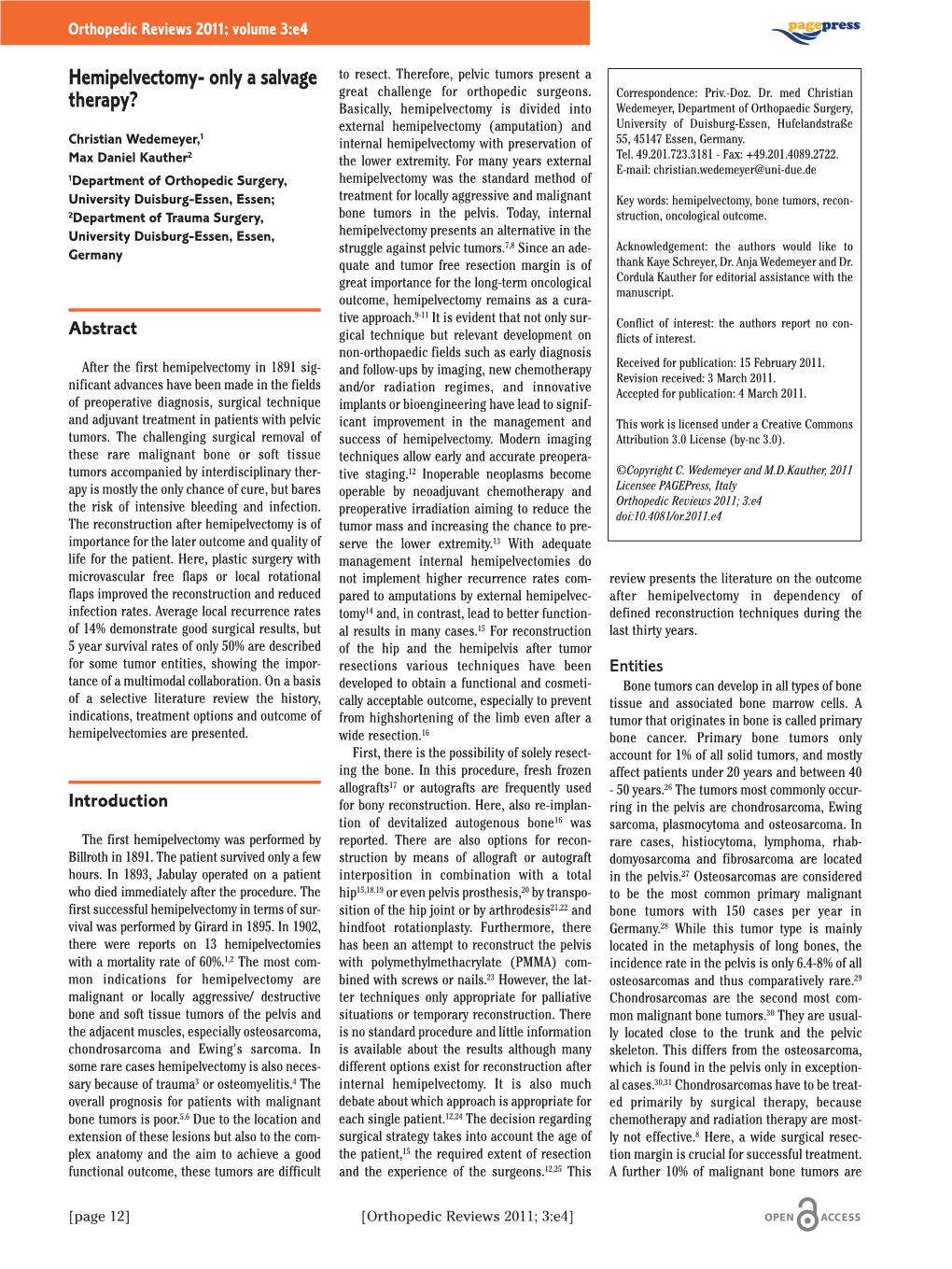 Hemipelvectomy- Only a Salvage Therapy?