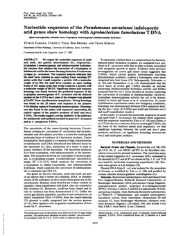 Nucleotide Sequences of the Pseudomonas Savastanoi