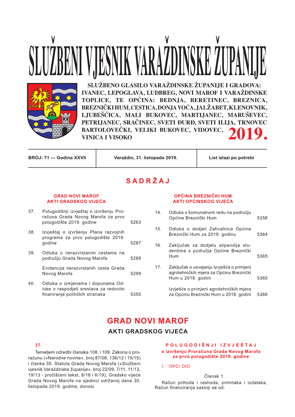 Grad Novi Marof Općina Breznički Hum Akti Gradskog Vijeća Akti Općinskog Vijeća