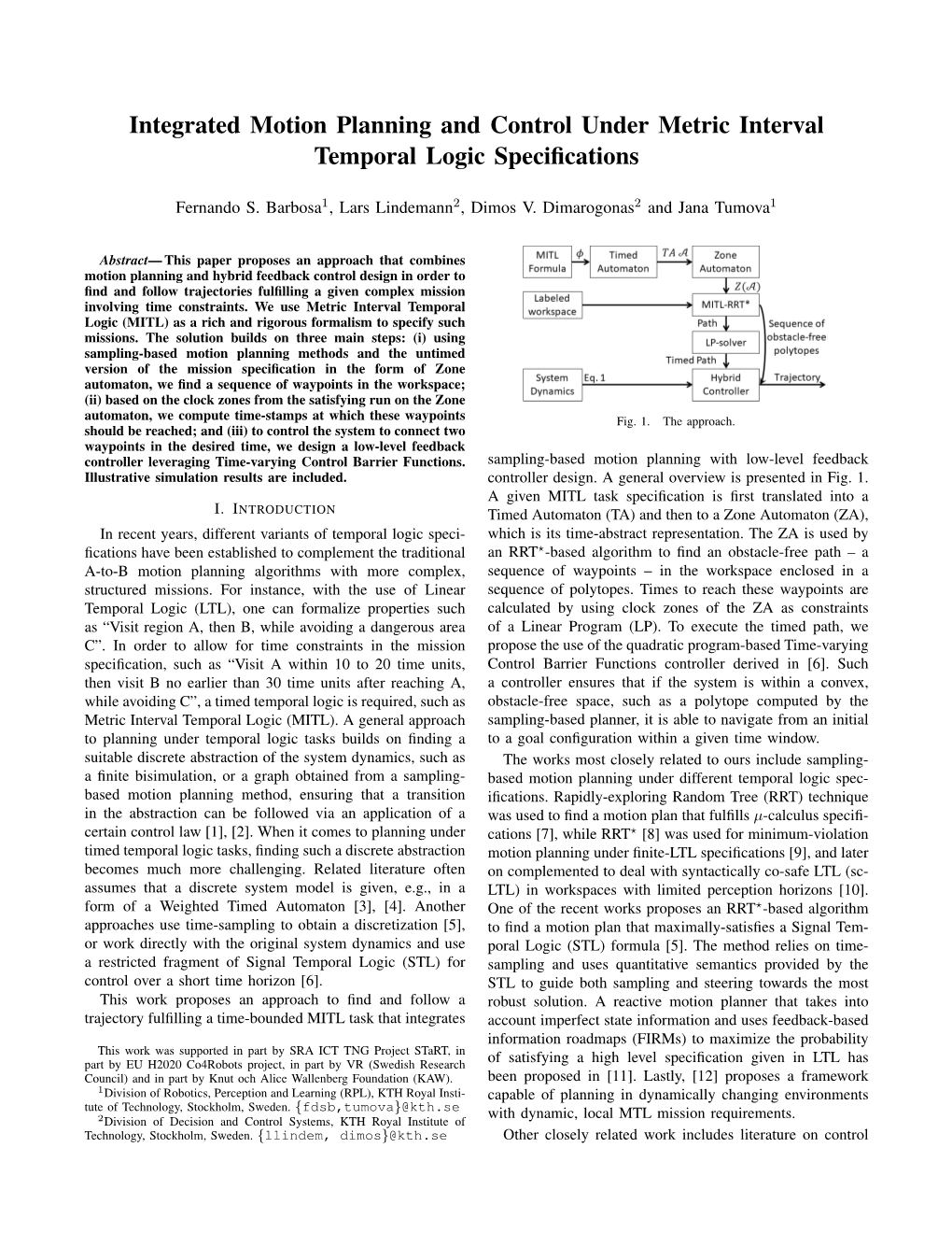 Integrated Motion Planning and Control Under Metric Interval Temporal Logic Speciﬁcations