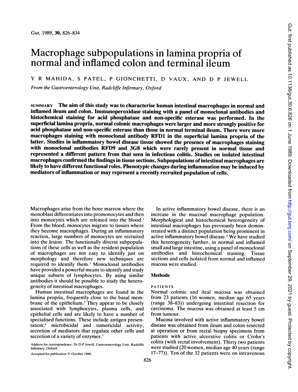 Macrophage Subpopulations in Lamina Propria of Normal and Inflamed Colon and Terminal Ileum