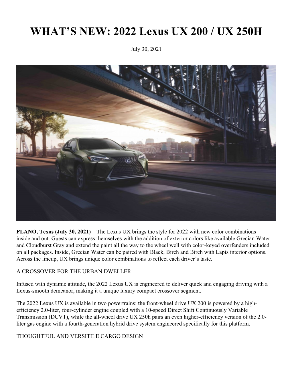 WHAT's NEW: 2022 Lexus UX 200 / UX 250H