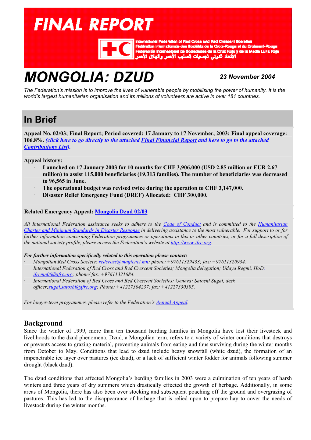 Mongolia Dzud 02/03