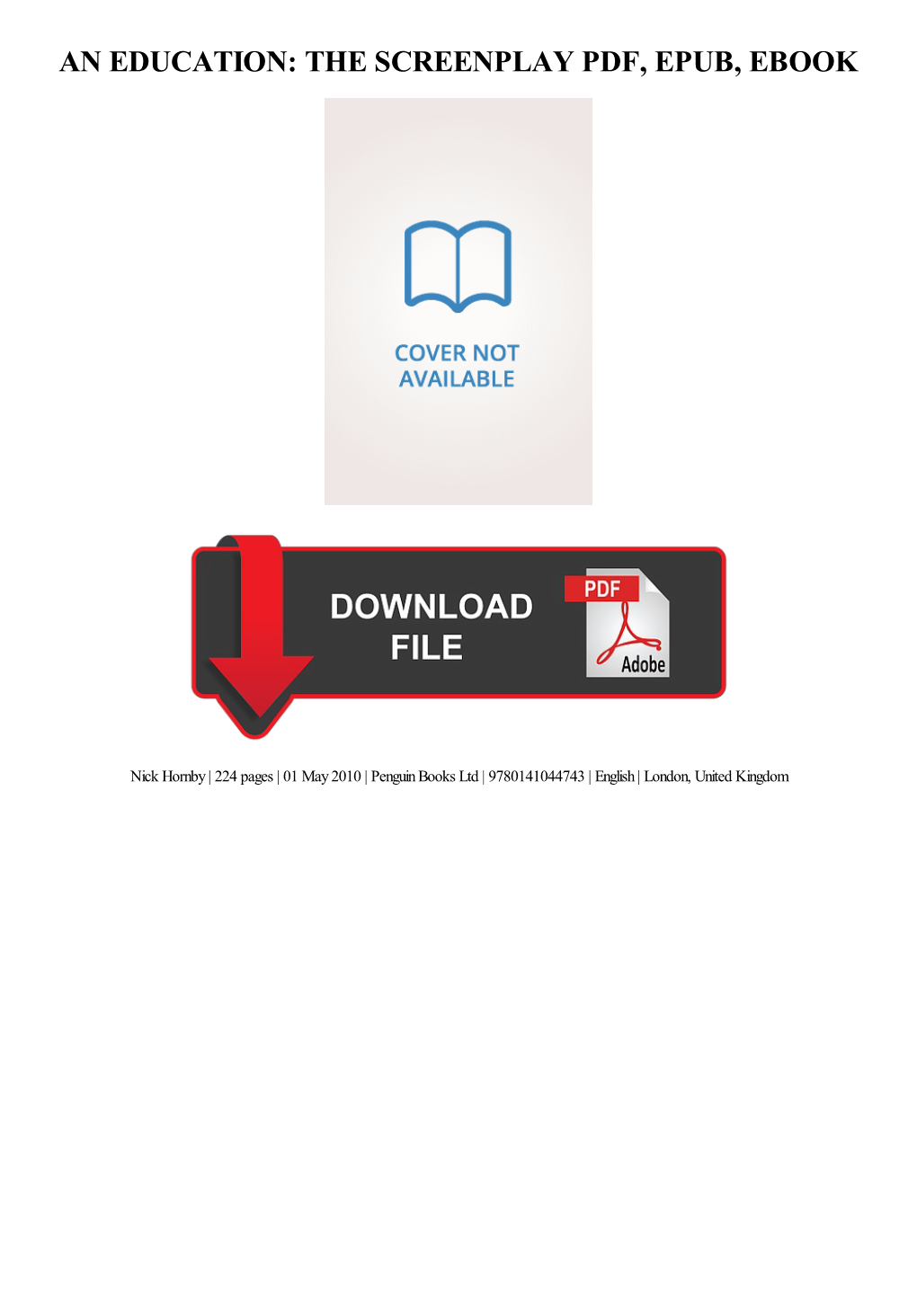 {TEXTBOOK} an Education: the Screenplay Ebook, Epub