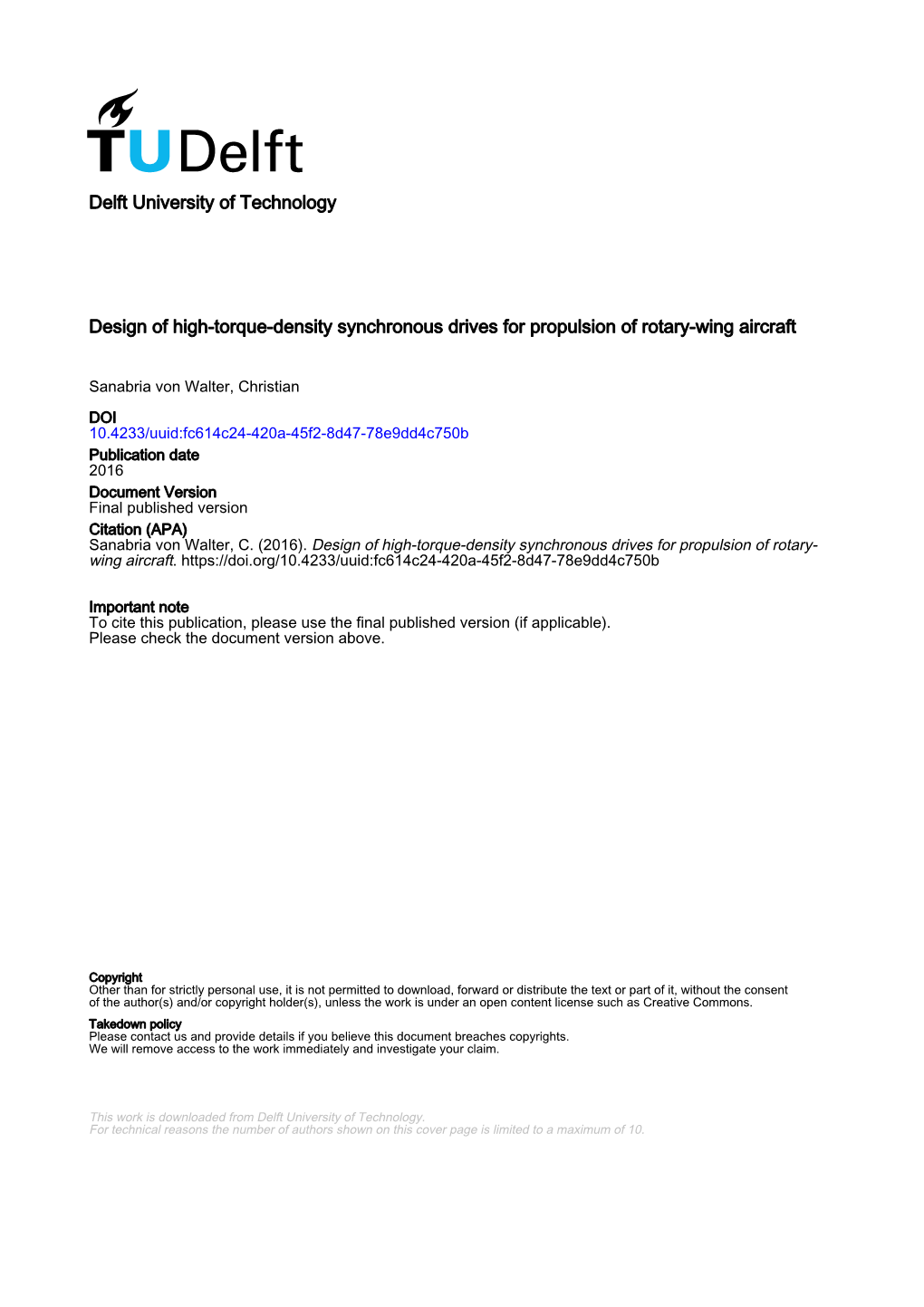 Delft University of Technology Design of High-Torque-Density Synchronous