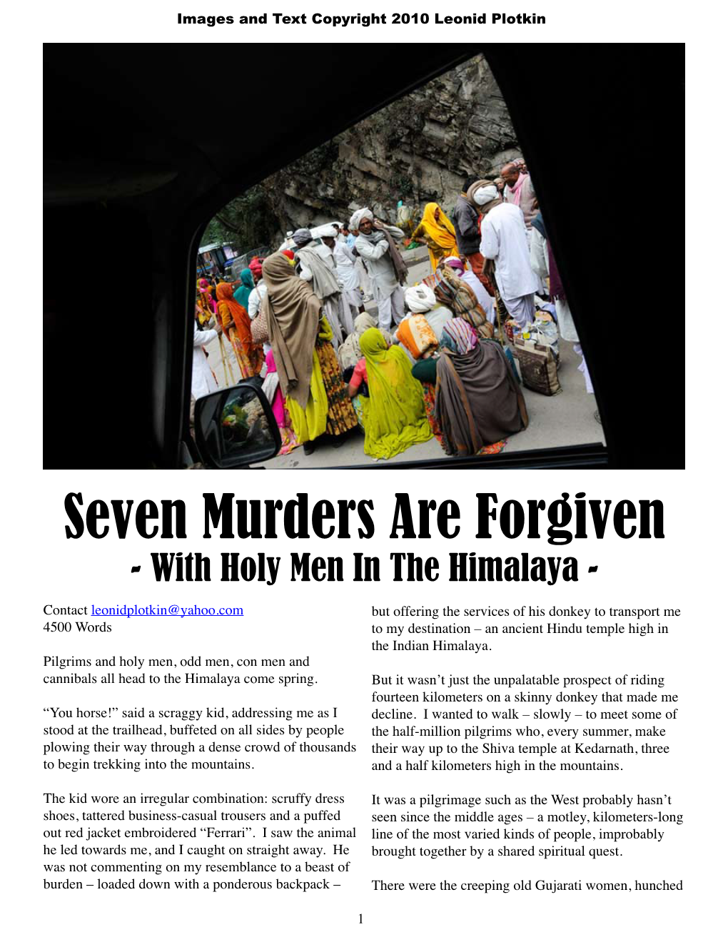Seven Murders Are Forgiven - with Holy Men in the Himalaya